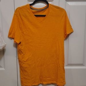 Mens Washed Orange Short Sleeve V-neck - M